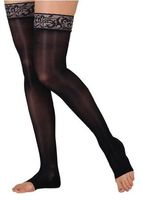Juzo 2102AGSB10 II Small - 30-40mmHg Naturally Sheer Thigh-High Open Toe Compression Stocking with Silicone Border - Regular - Black