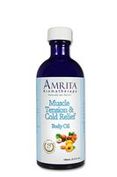 AMRITA Aromatherapy: Muscle Tension and Cold Relief Massage & Body Oil With Pure and Therapeutic Grade Essential Oils of Eucalyptus Radiata, Lemongrass & Birch - Size: 240ML