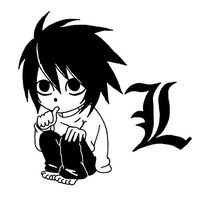 Death Note L Staring - Vinyl 5.5" (Color BLACK) decal laptop tablet skateboard car windows stickers - by So Cool Stuff