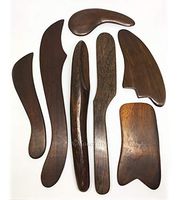 Pack 7 Horn, Knife, Curve Knife, Dagger, Wing, Plate, Waterdrop-Shape Gua Sha Scraping Massage Tool Body for Face Guasha Wooden Massagers Neck and Back Thai Set