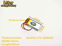 3.7V 150mAh 401430 Lithium Polymer Ion Rechargeable Battery Lithium Polymer Li-Po Battery for MP4 GPS MP3 Bluetooth Stereo DIY Gift