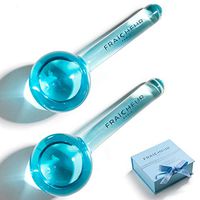 FRAÎCHEUR ICE GLOBES | Frozen Cryo Roller for Cold Facial Massage | Skincare Cooling Glass Massager with Anti-Freeze Liquid Inside | Reduce Puffiness, Pores and | Bonus Massage Techniques eBook (BLUE)