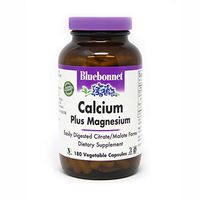 BlueBonnet Calcium Citrate Plus Magnesium Vegetarian Capsules, 180 Count