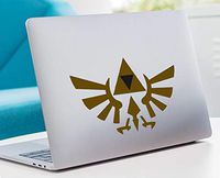 The Legend of Zelda Triforce Logo V2 for Macbook laptop die-cut vinyl decal sticker (Gold, Macbook with Reflective Apple)