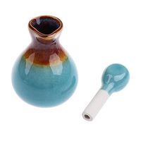 Ceramic Jar Aroma Diffuser Essential Oil Bottle Aromatherapy Empty Container Decoration for Spa Salon - Pink/Green/Blue - Blue