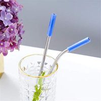 Heyuni.3pcs Stainless Steel Drinking Straws Reusable Metal Bent and Straight Straws with Cleaning Brushes