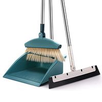 YJIUJIU Dustpan Broom Set Dust Pan Sweep Set Windproof with Comb Teeth 3 Piece Grips Sweep Set with Dust Pan,Floor Squeegee,Long Handle Combo Set for Cleaning Home Kitchen Garden Room