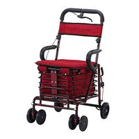 Shopping Trolley Elderly Lightweight Folding 4 Wheel Walker, with Bigger Shopping Basket and Suede Fabric Seat, Easy to Carry, Maximum Load100kg