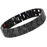 CMS MAGNETICS Novoa Men's Quad-Element Gloss Black Titanium Magnetic Bracelet- 12,800 Gauss B116D