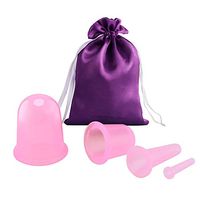 4PCS Vacuum Therapy Cupping Cups Set Silicone Cupping Devices Anti-cellulite Vacuum Massage Cups For Facial And Full Body With Gift Bag(Pink)
