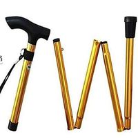 AD Folding Cane Adjustable Lightweight Aluminum Offset Walking Cane Collapsible Walking Stick with Ergonomic Handle,Yellow