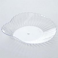 BalsaCircle 96 pcs 3-Inch Clear Seashell Plastic Plates - Disposable Wedding Party Catering Tableware