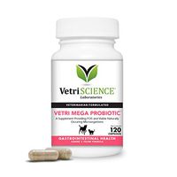 VetriScience Laboratories - Vetri Mega Probiotic, Digestive Relief with Probiotics and Prebiotics for Dogs and Cats, Easy to Give Capsules (120 Count)