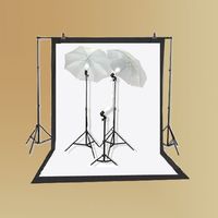 ePhoto K103 Studio Lighting Kit with Carrying Case with 6x9 Foot Black and White Muslin Backdrop, 2 each 7 Foot Light Stands, 32-Inch Umbrellas and 3 45 Watt Fluorescent Bulbs