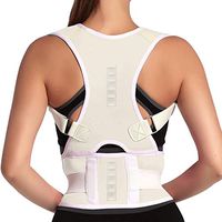 Thoracic Back Brace Posture Corrector- Magnetic Lumbar Back Support Belt-Back Pain Relief, Improve Thoracic Kyphosis, for Lower and Upper Back Pain Men & Women (White, Medium)