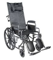 Drive Medical SSP20RBDDA Silver Sport Reclining Wheelchair with Detachable Desk Length Arms and Elevating Leg Rest, Silver Vein, 20 Inch