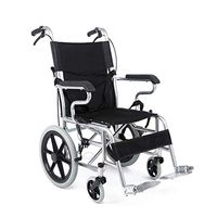 LYSTC Lightweight Folding Wheelchair,with Flip-Back Desk Arms and Handle Brake Aluminum Alloy Push-Chairs,Storage Bag and Seat Belt,for Adult Transportation,Black