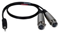 QVS 2ft 3.5mm Male to Dual-XLR Female Dual-Microphone Audio Y-Cable
