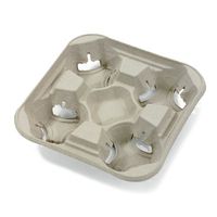 Huhtamaki HUH 20938 8-1/2" Width x 1-3/4" Height x 8-1/2" Depth Beige Color Strongholder Chinet Cup Holder Tray