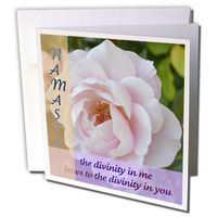 3dRose Namaste Pink Rose- Inspirational Photography- Spirituality - Greeting Cards, 6 x 6 inches, set of 12 (gc_42749_2)