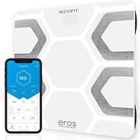 INEVIFIT EROS Bluetooth Body Fat Scale Smart BMI Highly Accurate Digital Bathroom Body Composition Analyzer with Wireless Smartphone APP 400 lbs 11.8 x 11.8 inch (White)