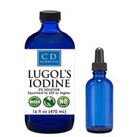 Lugols Iodine 2% by CD Scientific. 16oz Bottle and one Empty 2 oz Dropper Bottle