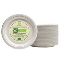 9" Inch round paper plates 125 COUNT disposable Sugarcane biodegradable, eco-friendly