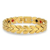 PINGMAI Men's Titanium Steel Bracelet Arthritis Pain Relief Wheat Spike Gold