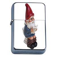 Gnomes Flip Top Oil Lighter S7 Smoking Cigarette Smoker Includes Silver Case