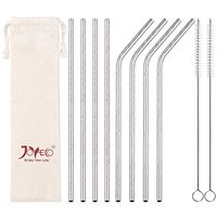 JOYECO Reusable Metal Straws Stainless Steel Drinking with Travel Case, 8.5 inches Drink Straw for 20oz Tumblers Rumblers Beverage (4 Bent 4 Straight 2 Brushes), Antique Silver Pattern
