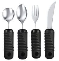 Blue Jay Make Eating Easier Big Grip Utensil Set - Arthritis Aid Silverware Set, 1.5in Ribbed Made with Ribbed Rubber Handles and Stainless Steel, for Weak Grip, Latex-Free, Eating Aids