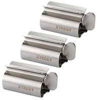 Toothpaste Tube Squeezer - Set of 3 Toothpaste Squeezer Rollers, Metal Toothpaste Tube Wringer Seat Holder Stand XYKEEY