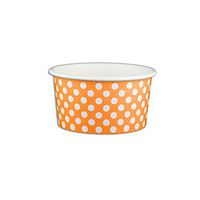 6 oz Yogurt Paper Cups- 1000 Count (Polka Dot Orange)