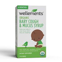 Wellements Organic Daytime Baby Cough Syrup, 2 Fl Oz, Wild Cherry Bark, Slippery Elm, Agave, Free from Dyes, Parabens, Preservatives