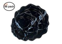 Tiger Chef 96 Pack Round Scalloped Rim Disposable Plastic Plate Set for 48 Guests Includes 48 10-Inch Dinner Plates, 48 8-Inch Salad Plates - BPA-Free