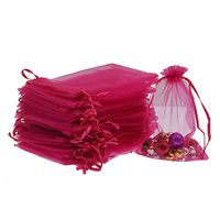 Lautechco 100Pcs Organza Bags 3x4 inches Rose Organza Gift Bags Small Mesh Bags Drawstring Gift Bags Christmas Drawstring Organza Gift Bags (3x4 inches Rose)