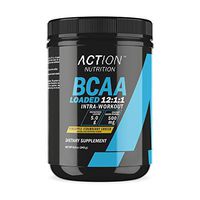 Action Nutrition BCAA Loaded - 12:1:1 Amino Acids Supplements - Intra Workout Muscle Recovery Powder Supplement Drink with Leucine and Coconut Water Powder - 30 Servings, Pineapple Strawberry Cooler