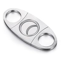 Cigar Cutter Stainless Steel Guillotine Self Sharpening Blades Double Cut Blade in Black Gift Pouch Gifts For Dad