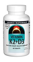 Source Naturals Vitamin K2 + D3 Bone & Heart Health Complex - 400 IU Vitamin D3 & 100 mcg Vitamin K2 (MK-7) with Calcium - 60 Tablets