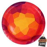 Pack of 100 Disposable Crystal Design Colorful Paper Plates, Round 7", Everyday Party Supplies for Appetizer, Lunch, Dinner, or Dessert
