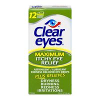 Clear Eyes for Maximum Itchy Eye Relief Plus Relieves Dryness/Burning/Redness/Irritations 0.5oz (1 Box Only)