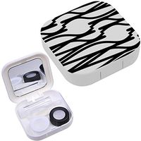 Portable Contact Lens Case Box Travel Kit Mirror + Bottle + Tweezers Container Holder [ Wavy Stripes ]