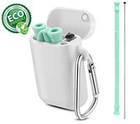 Collapsible Silicone Reusable Straws 9.25inch Foldable Portable Drinking Straws with Travel Case and Cleaning Brushes 30&20 oz Cup Compatible for Travel,Office