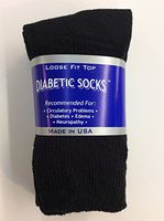 3 Pairs of Mens Black Diabetic Crew Socks 13-15 Size