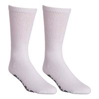 Non Skid Diabetic Crew Socks - Breathable Anti Slip Socks - Loose Fitting Comfortable Sock – Improve Foot Circulation – Painful Swollen Feet Relief - Prevent Slipping - White - 6 Pairs
