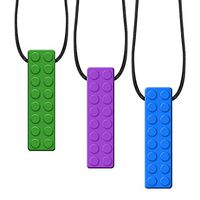 3 Pack Sensory Chewing Necklace for ADHD, Teething, Autism, Biting, Oral Motor Chewy Stick/Tube Toy Jewelry for Boys, Girls, Adults, Toddlers(Blue, Green, Purple) by Accmor