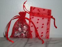 Bridescove 3x4 Tulle Polka Dots Wedding Favor Gift Bags/Pouches - Red (10 Bags) - Wedding and Party Supplies