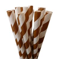 Brown Striped Paper Straws - Orange Candy Cane Striped Straws with Many Uses - 50 Count
