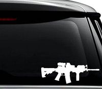 AR-15 M16 Assault Rifle Gun Decal Sticker For Use On Laptop, Helmet, Car, Truck, Motorcycle, Windows, Bumper, Wall, and Decor Size- [6 inch] / [15 cm] Wide / Color- Matte White