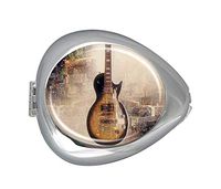 Close Up of Electric Guitar On Modern City Custom Silver Oval Pill Box Pocket Purse Pill Case Medical Tablet Holder Weekly Pill Organizer Decoration Box Wallet